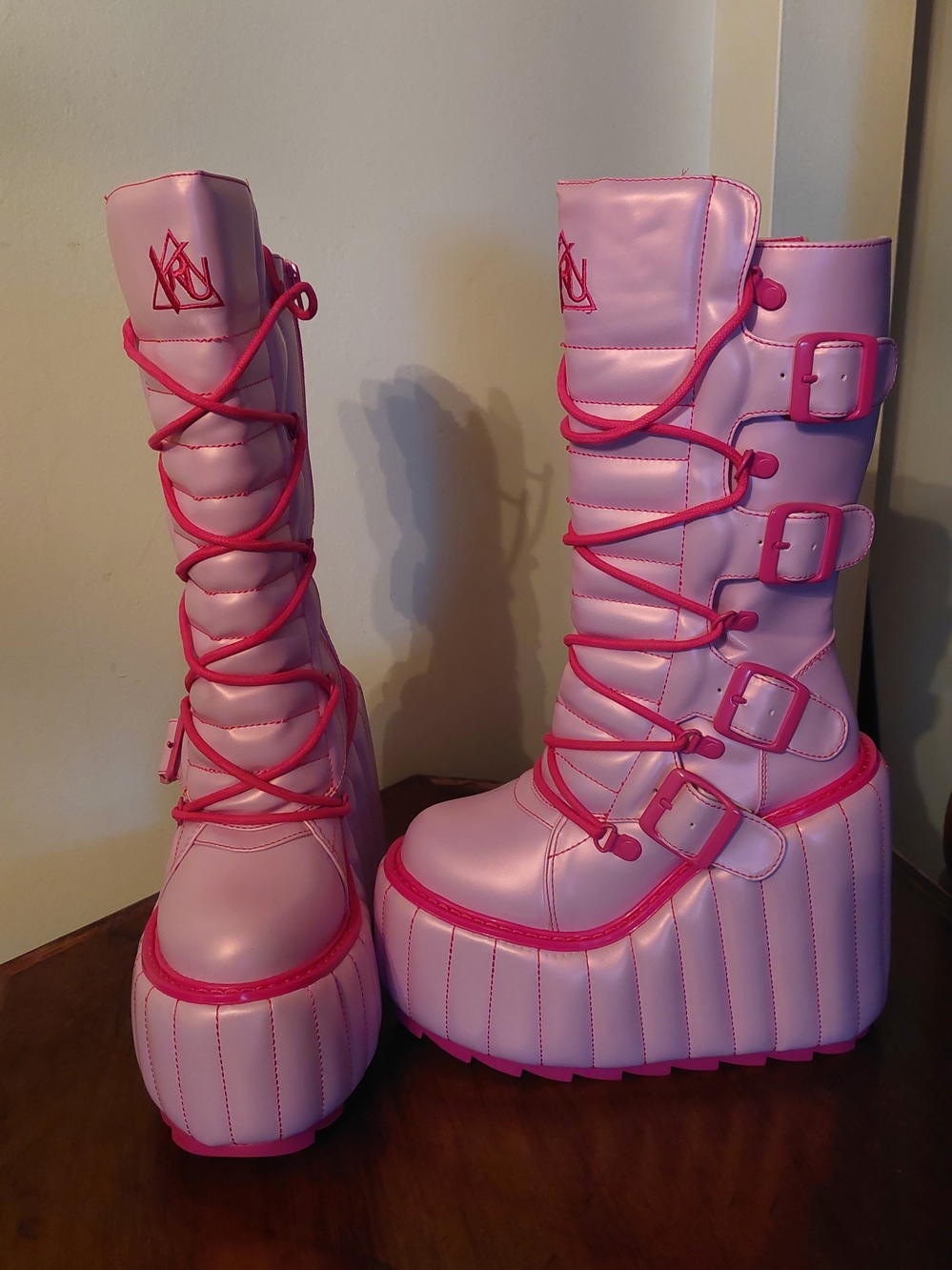 Pink Platform Zip-Up Women's Boots